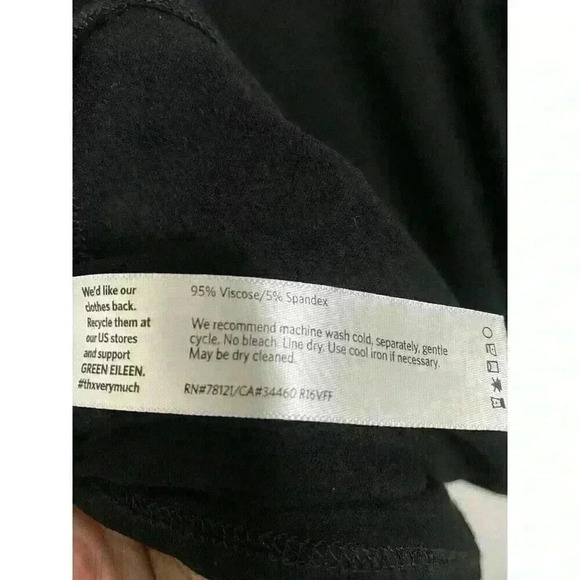 Eileen Fisher Long Sleeve Black Top Scoop Neck Viscose Spandex Top - Picture 8 of 9